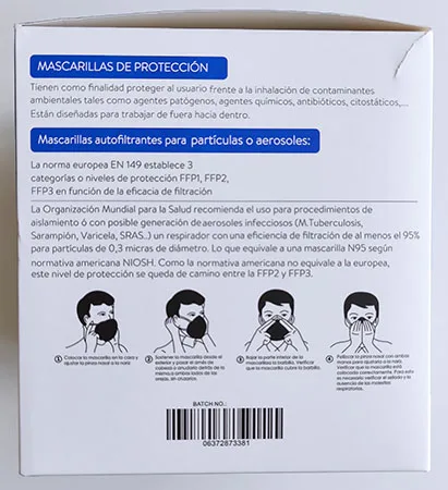 Maschera filtro particella «Mascarillas plegadas autofiltrantes» — foto 2 dell'alert INFO/00121/21