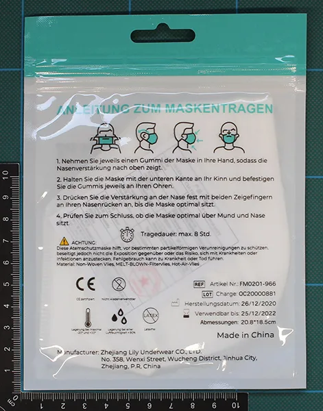 Maschera filtro antiparticolato (JU)