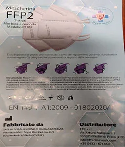 Maschera filtro particella «Mascherina FFP2 5 strati» — foto 1 dell'alert A12/00927/21