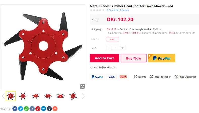 Attacco di taglio a falda per spazzole «Metal Blades Trimmer Head for Lawn Mover» — foto 1 dell'alert A12/01441/20