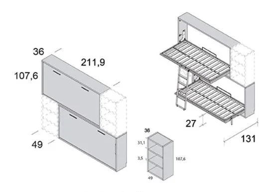 Letto a castello «Meuble ROS lit escamotable URBAN» (ROS)