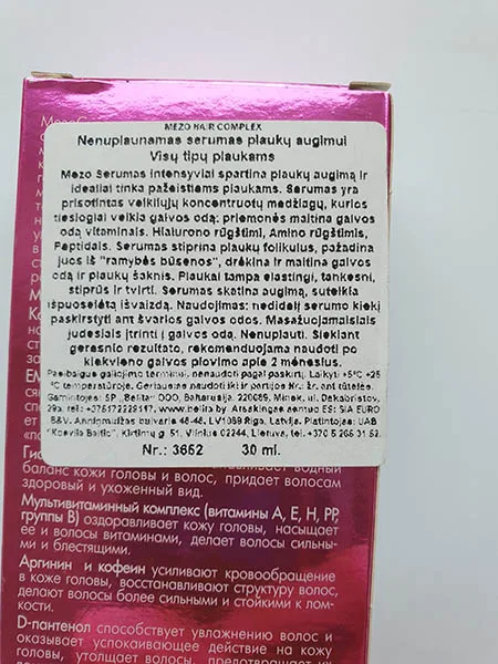 Siero di crescita dei capelli «MEZO hair complex» (Belita)
