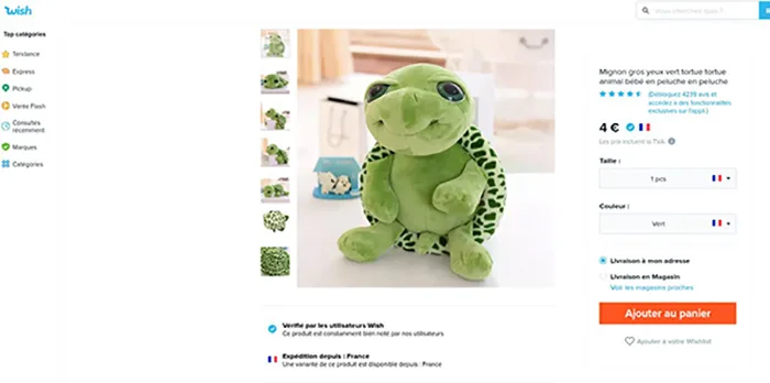 Giocattolo morbido «Mignon gros yeux vert tortue tortue animal bébé en peluche en peluche»