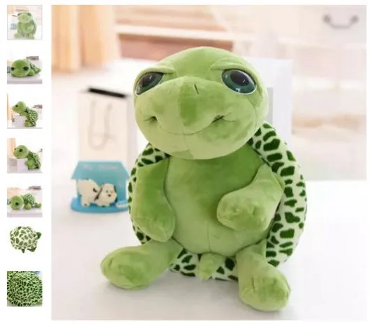 Giocattolo morbido «Mignon gros yeux vert tortue tortue animal bébé en peluche en peluche» — foto 2 dell'alert A12/00001/22