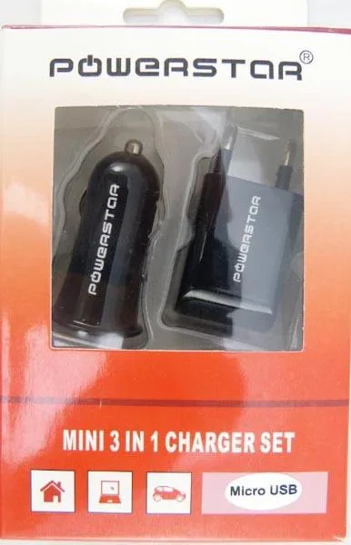 Caricabatterie «Mini 3 in 1 Charger Set / USB AC Adapter» (Powerstar)