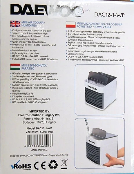 Umidificatore dell'aria «Mini Air Cooler/Humidifier» — foto 3 dell'alert A11/00104/21