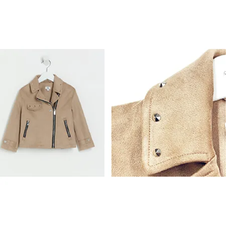 Giacca per bambini «Mini Girls Beige Suedette Biker Jacket» (River Island)