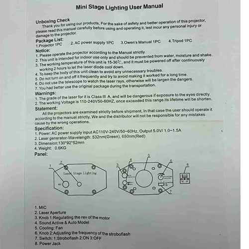 Proiettore laser «Mini Laser stage lighting. Holographic laser star projector» — foto 4 dell'alert SR/02455/26