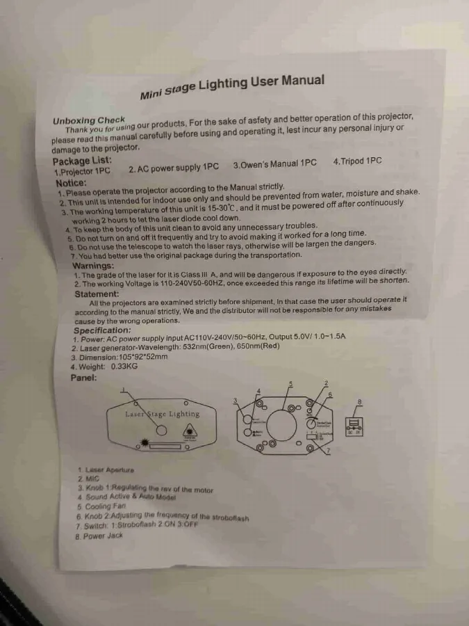 Proiettore laser «Mini Laser stage lighting» — foto 8 dell'alert SR/02043/26