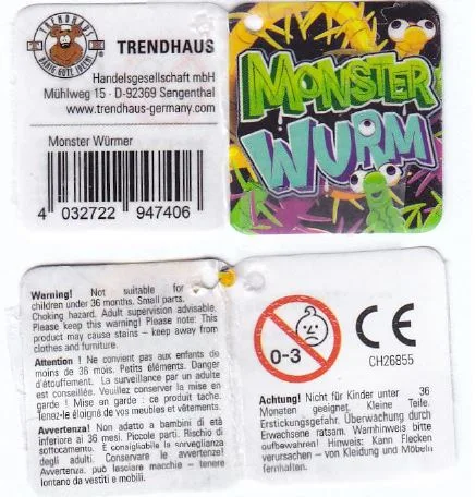 Giocattolo di puffer «Monster Würmer 6-Fach sort.» (Trendhaus)