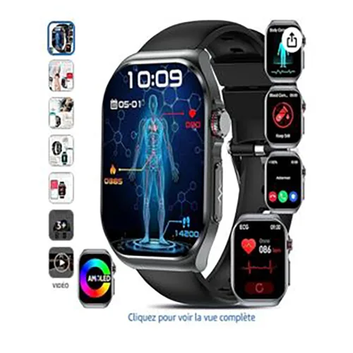 Smartwatch «Montre connectée ECG homme femme, 2,04 Amoled smartwatch avec glycémie/acide urique/HRV/…» — foto 2 dell'alert OR/00071/25