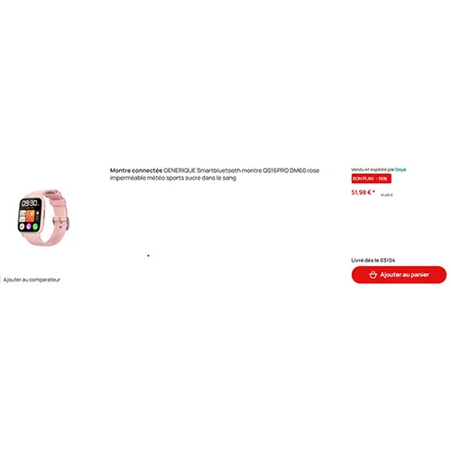 Smartwatch «Montre connectée générique smartbluetooth montre imperméable météo sports sucre dans le …» — foto 1 dell'alert OR/00075/25