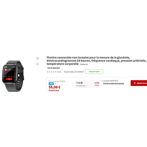 Smartwatch «Montre connectée non invasive pour la mesure de la glycémie» — foto 2 dell'alert OR/00055/25