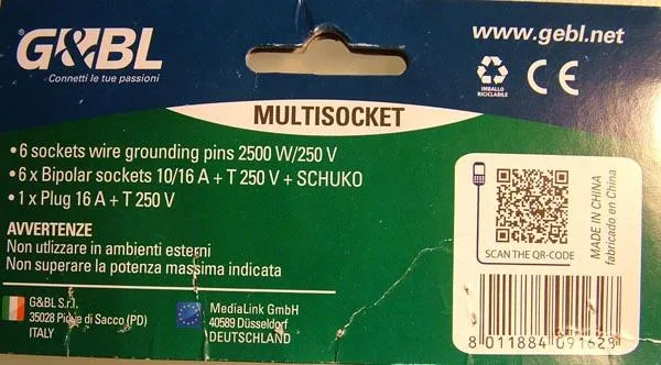 Cavo di estensione della rete «MULTIPRESA da TAVOLO» (G&amp;BL)