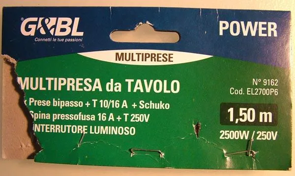 Cavo di estensione della rete «MULTIPRESA da TAVOLO» — foto 2 dell'alert A12/1767/15