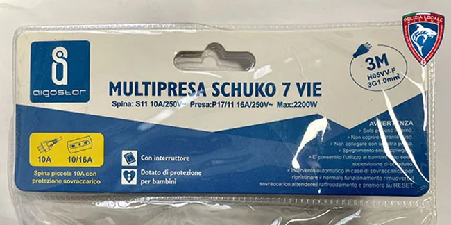 Piombo di estensione «MULTIPRESA SCHUKO 7 VIE» — foto 3 dell'alert A12/01268/21