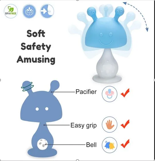 Dentizione per bambini, giocattolo per dentizione «Mushroom Teether Toys for Newborn Babies, Toddlers, Infants, Relieve Sore Gum - BPA-Free…» — foto 2 dell'alert EM/00001/22