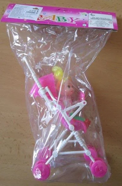 Bambola di plastica con passeggino giocattolo «MY BABY» (Teddies)