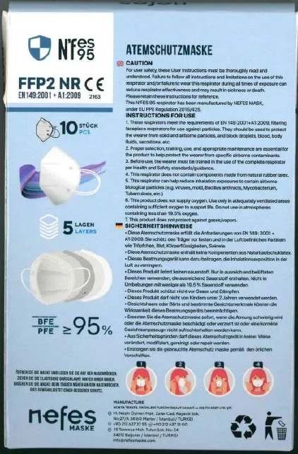 Maschera filtro particella «N'fes 95 ATEMSCHUTZMASKE» — foto 4 dell'alert A12/01257/21