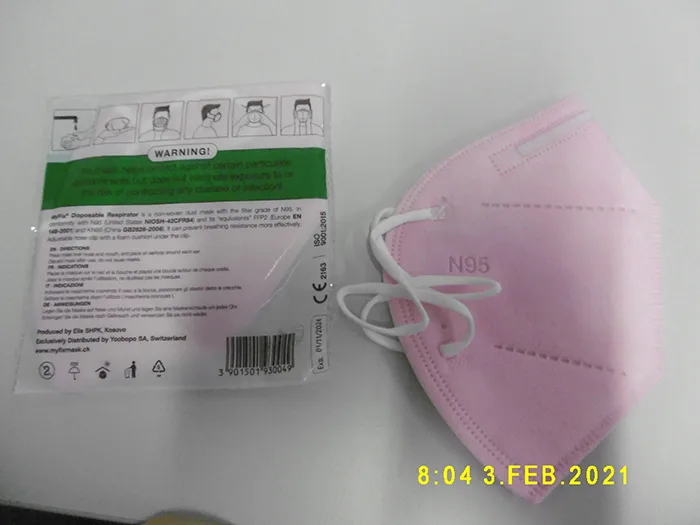 Maschera filtro particella «N95/FFP2 respirator, N95/FFP2 mask» — foto 2 dell'alert A12/00418/21