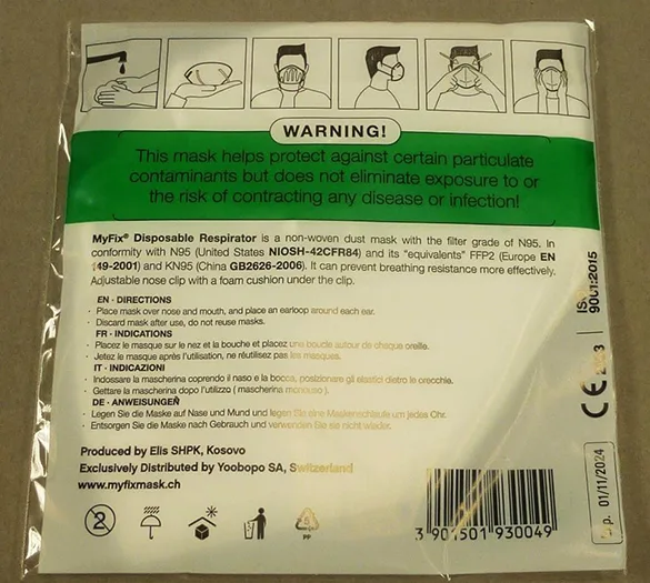 Maschera filtro particella «N95/FFP2 respirator, N95/FFP2 mask» — foto 7 dell'alert A12/00418/21