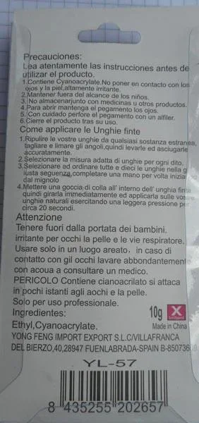Colla per unghie false «Nail glue» — foto 2 dell'alert A12/0119/17