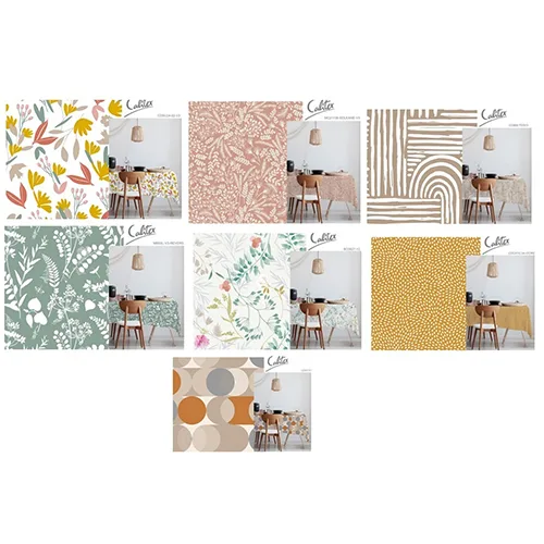 Tovaglia «Nappe PVC toile cirée imprimée 140/240cm» (RUBAN BLANC)