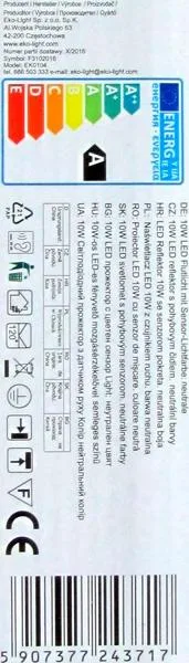 Proiettore a LED «Naswietlacz LED 10 W z czujnikiem ruchu» — foto 2 dell'alert A12/0843/19