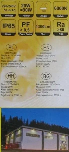 Proiettore a LED «Naswietlacz LED 20W» — foto 4 dell'alert A12/0165/17