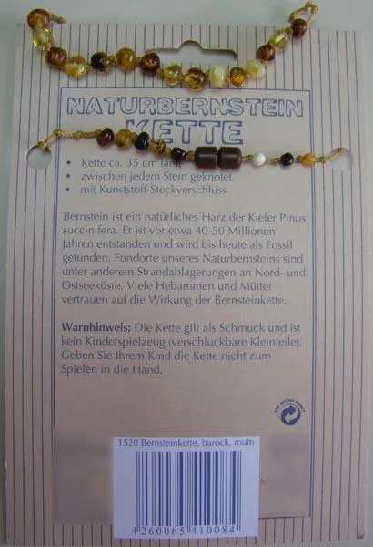Collana di ambrato «'Naturbernstein Kette'  (Natural amber chain)» (Babynatur)