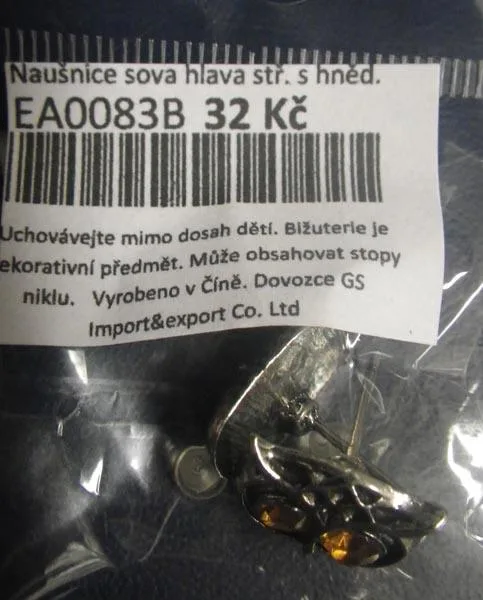 Orecchini «Naušnice sova hlava ("Earrings owl head")» — foto 1 dell'alert A12/1192/15