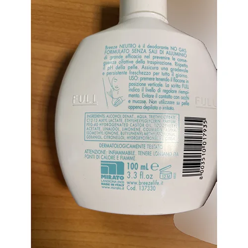 Deodorante «Neutro deodorante profumato» — foto 3 dell'alert SR/02178/25