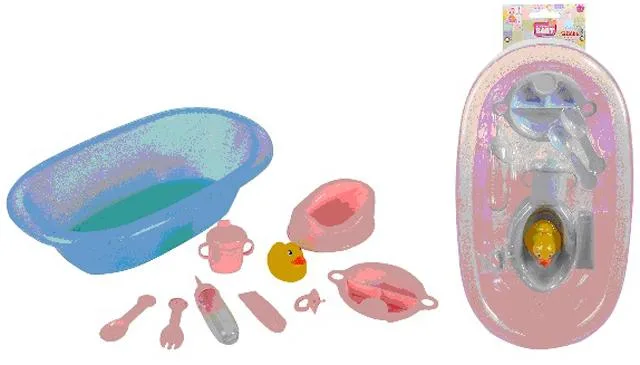 Vasca da bagno in plastica e accessori «New Born Baby Baignoire + dinette» (Simba)