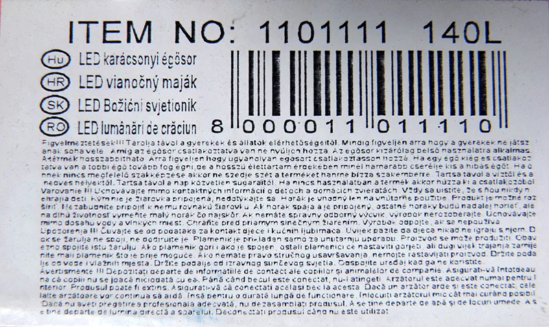 Catena di illuminazione «NEW (on the packaging), LED karácsonyi égősor (on the label)» — foto 4 dell'alert A12/00637/20