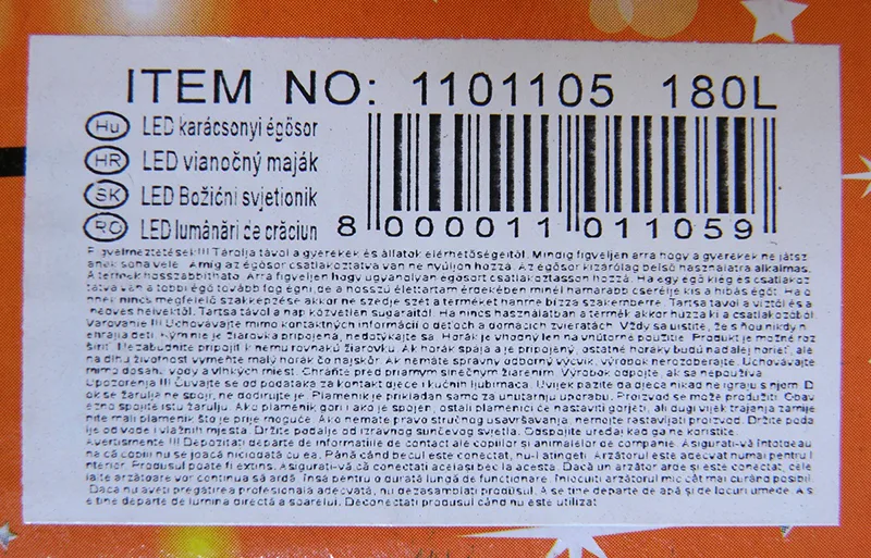 Catena di illuminazione «NEW (on the packaging) , LED karácsonyi égősor (on the label)» — foto 4 dell'alert A12/00638/20