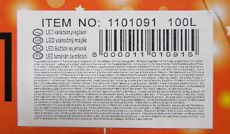 Catena di illuminazione «NEW (on the packaging), LED karácsonyi égősor (on the label)» — foto 4 dell'alert A12/00639/20