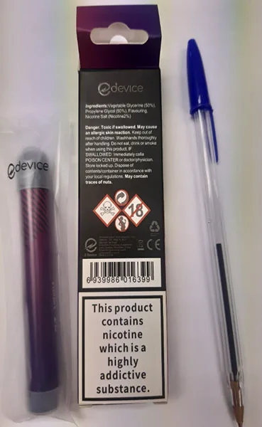 Sigaretta elettronica usa e getta «Nic Salts 600 puffs» — foto 2 dell'alert A12/01865/21