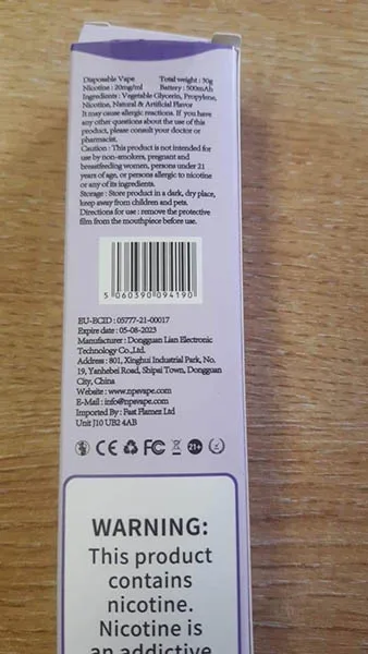 Sigaretta elettronica usa e getta «NPS 620 disposable electronic cigarette» — foto 1 dell'alert A12/00919/22