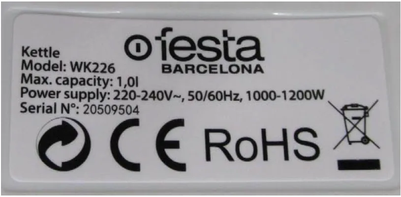 Bollitore elettrico «OFESTA WK 226» — foto 7 dell'alert A11/00079/22