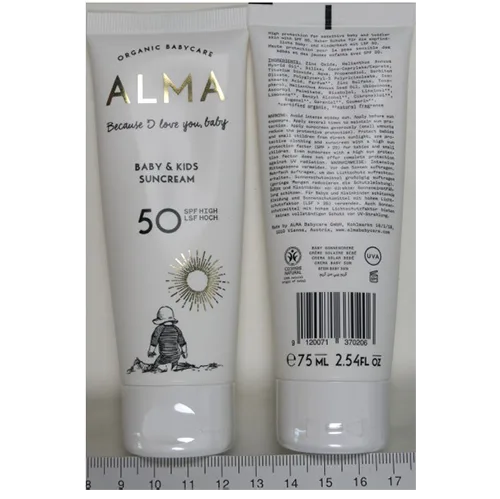 Protezione solare «Organic Babycare Baby &amp; Kids Suncream 50» — foto 1 dell'alert SR/00832/26