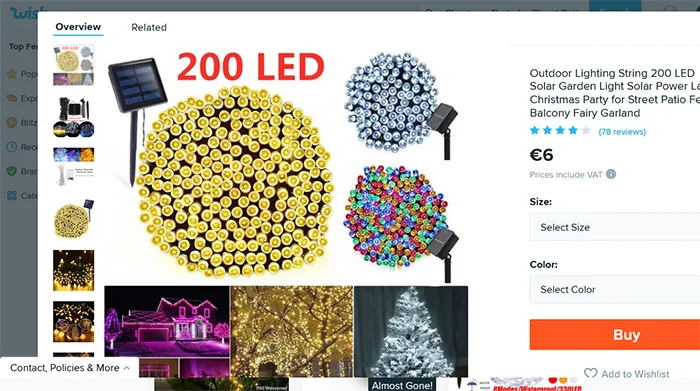 Corda di illuminazione esterna «Outdoor lighting string» — foto 1 dell'alert A12/00914/22