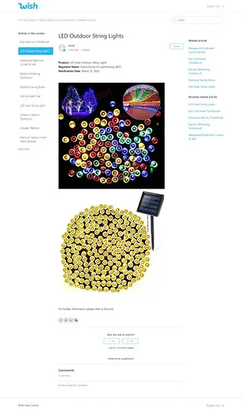 Corda di illuminazione esterna «Outdoor lighting string» — foto 4 dell'alert A12/00914/22