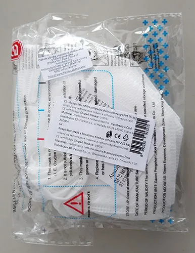 Maschera filtro antiparticolato «Particle filter mask KN95 5 pack» — foto 8 dell'alert A12/01311/22