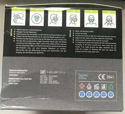 Maschera filtro antiparticolato «Particle filtering half mask» — foto 2 dell'alert A12/01796/22