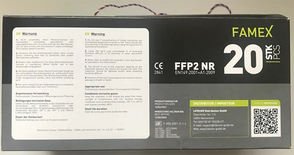 Maschera filtro antiparticolato «Particle filtering half mask» — foto 3 dell'alert A12/01796/22