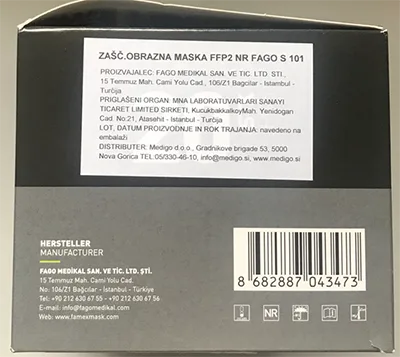Maschera filtro antiparticolato «Particle filtering half mask» — foto 4 dell'alert A12/01796/22