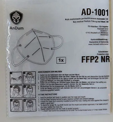 Maschera filtro antiparticolato «Particle Filtering Half Masks» — foto 5 dell'alert A12/00140/23