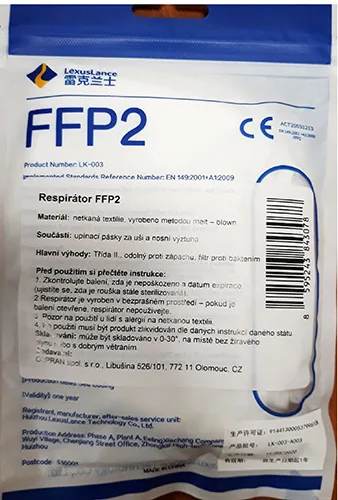 Maschera filtro particella «Particulate Respirator FFP2 Lexuslance» — foto 2 dell'alert A12/01173/21