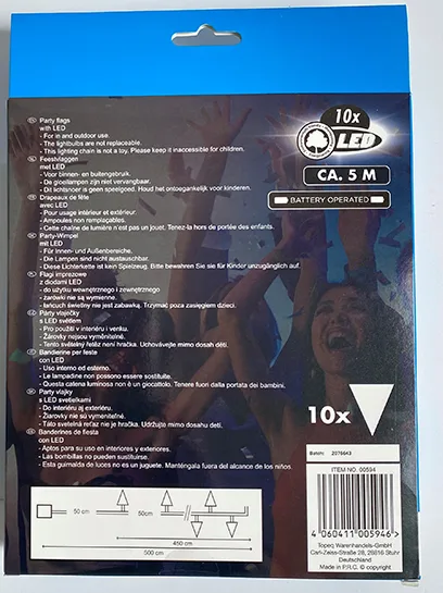 Catena di illuminazione a LED «Party Flags 10 x LED» — foto 2 dell'alert A12/01236/22