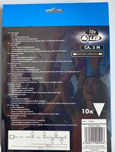 Catena di illuminazione a LED «Party Flags 10 x LED» — foto 3 dell'alert A12/01236/22